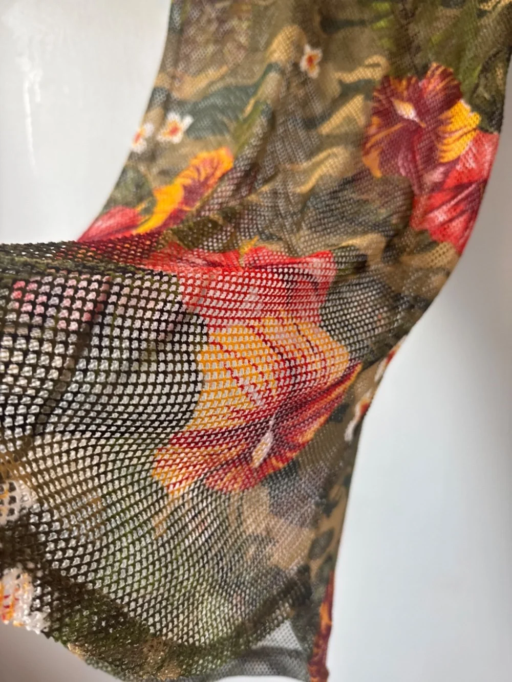 Love mesh camo floral shirt sleeve dress/swim cover
